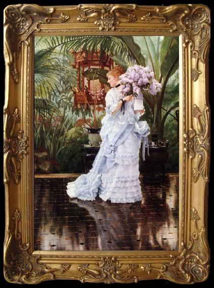 framed  James Tissot The Bunch of Lilacs (nn01), Ta013